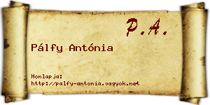 Pálfy Antónia névjegykártya